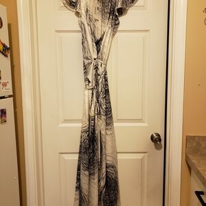 Rubber Ducky Productions, Inc. Abstract Black and White Curtain Wrap Dress